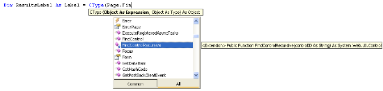 IntelliSense 下拉列表中包含扩展方法