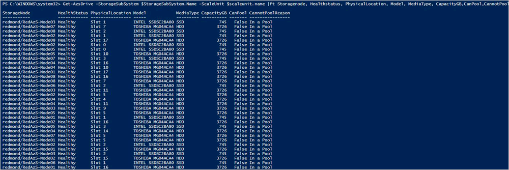 已通过 PowerShell 更换 Azure Stack Hub 中的物理磁盘