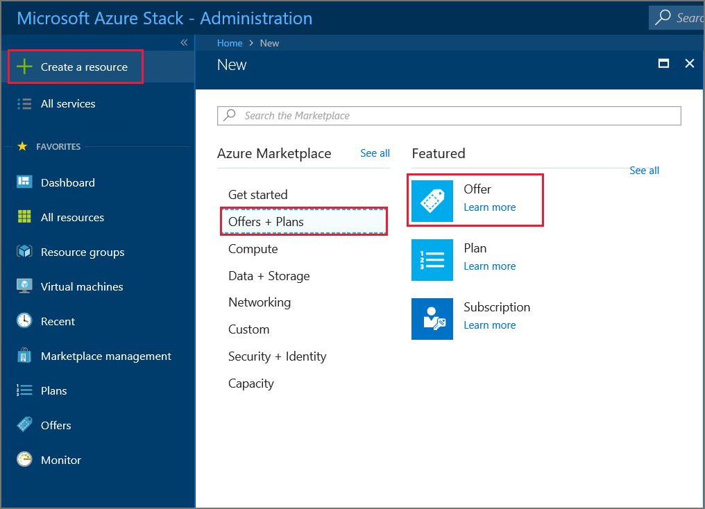 在 Azure Stack Hub 管理门户中新建套餐