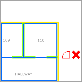 与楼层边界重叠的门的示例