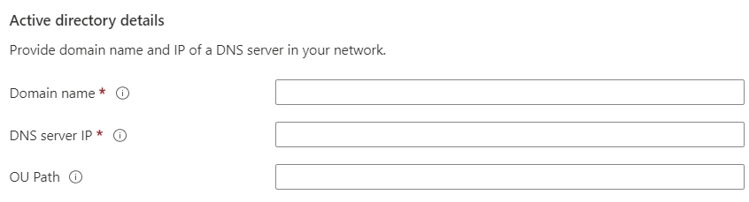 显示用于创建 SCOM 托管实例的 Active Directory 详细信息的屏幕截图。