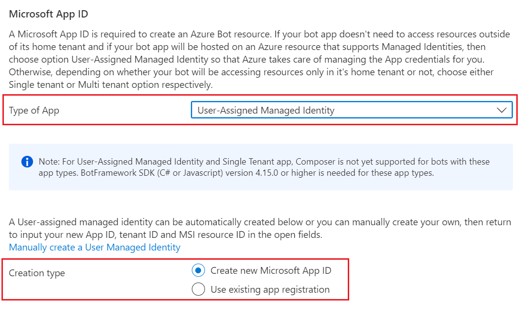 Azure 机器人资源的Microsoft应用 ID 设置