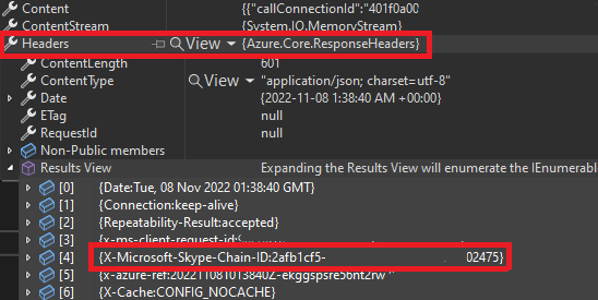 显示 X-Ms-Skype-Chain-Id 的响应标头的屏幕截图。