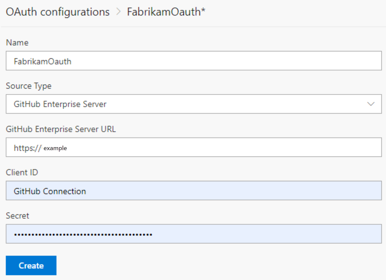 “OAuth 配置”对话框。