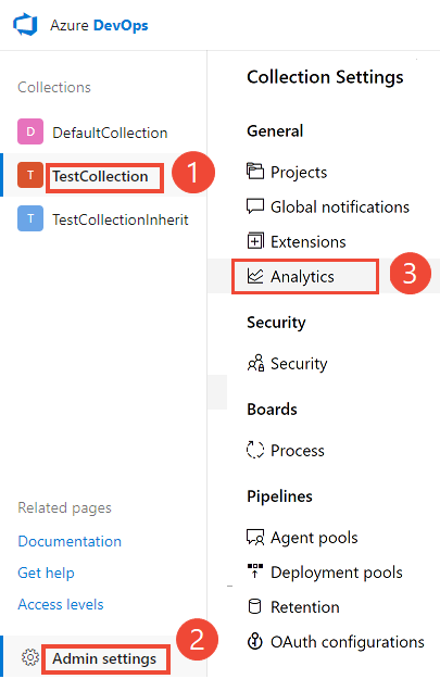 显示在何处查找 Analytics 设置的屏幕截图。