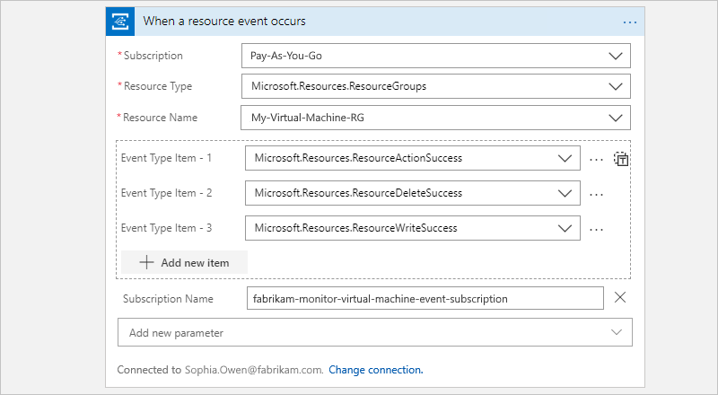 Screenshot that shows the workflow designer with the trigger details editor open.