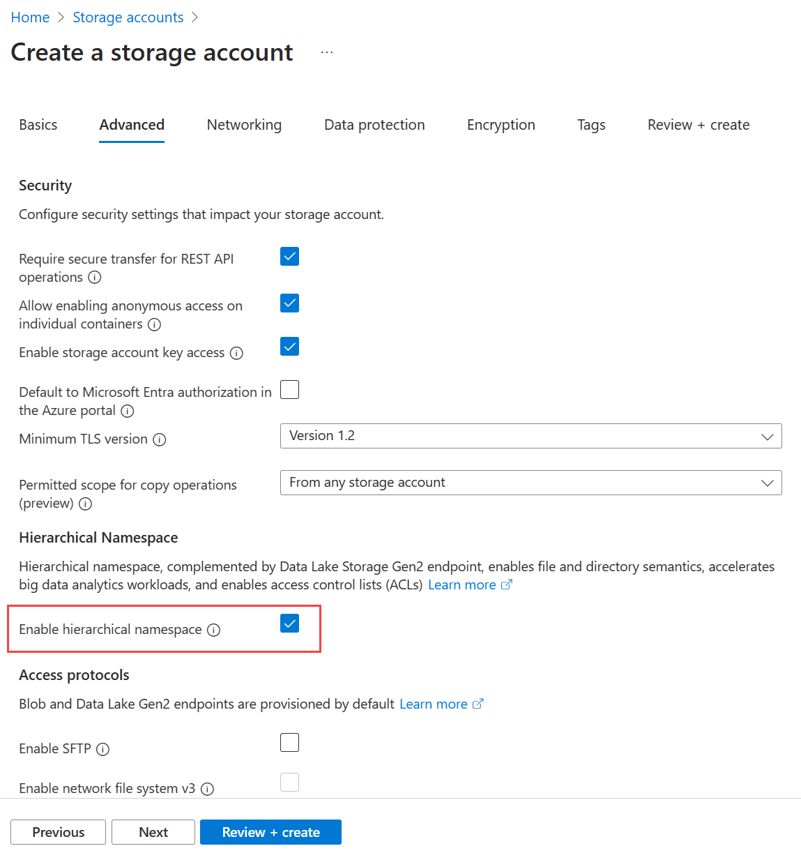 显示如何选择 Azure Data Lake Storage Gen2 的屏幕截图。