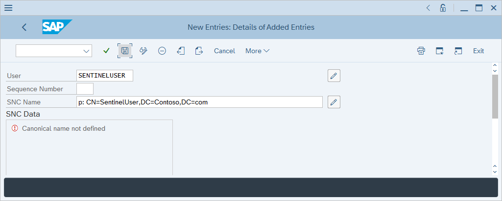 Screenshot that shows how to create a new user in USERACLEXT table.