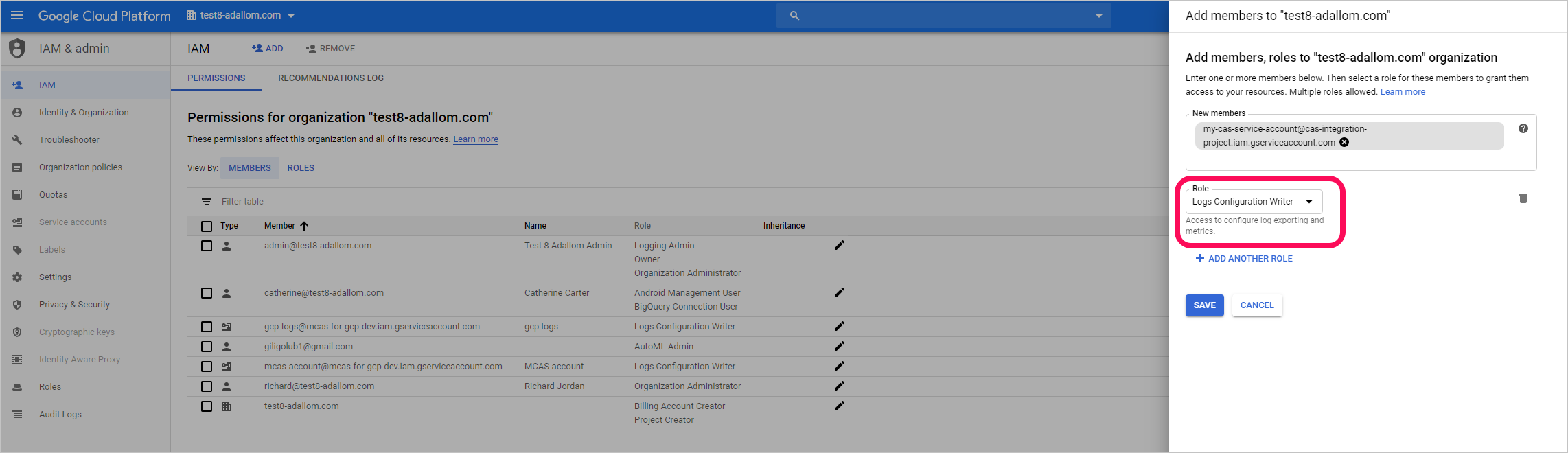 Screenshot showing add member dialog.