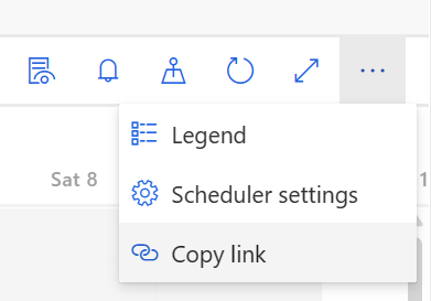 日程安排板上复制链接选项的屏幕截图。