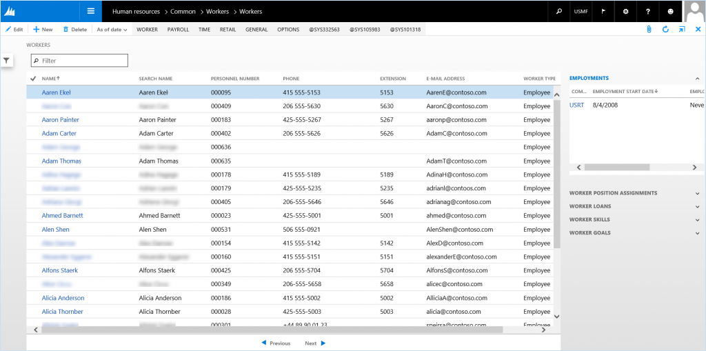 Details Master with Standard Tabs example: Grid view.