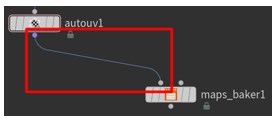 将 autouv1 节点连接到 maps_baker1 节点。