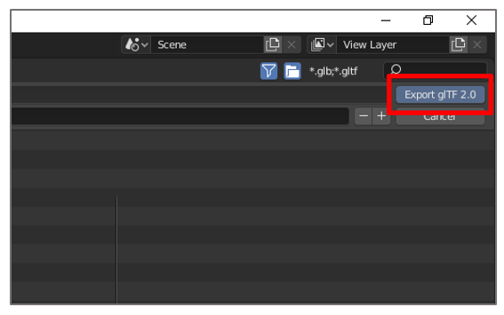 导出 glTF 2.0 按钮。