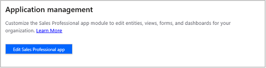 “应用程序管理”页中的“编辑 Sales Professional 应用”按钮。