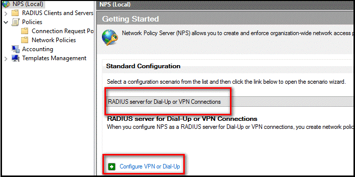 为拨号或 VPN 连接配置 RADIUS 服务器