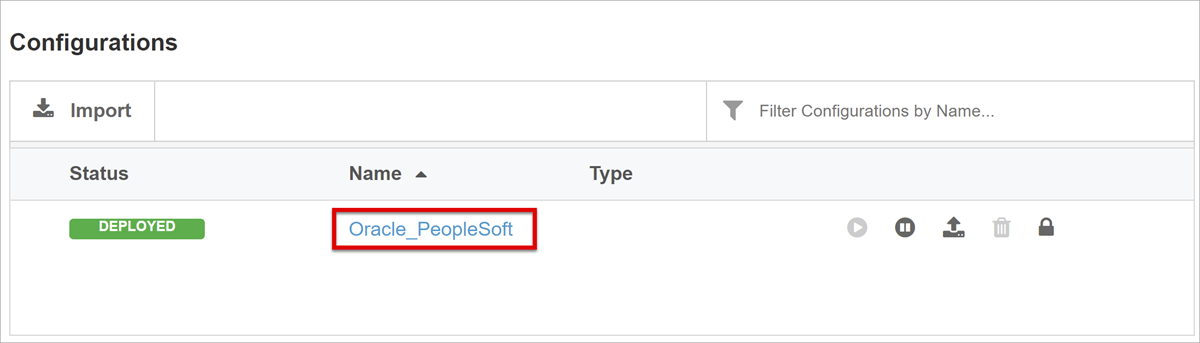 屏幕截图，其中显示了 PeopleSoft 应用程序配置链接。