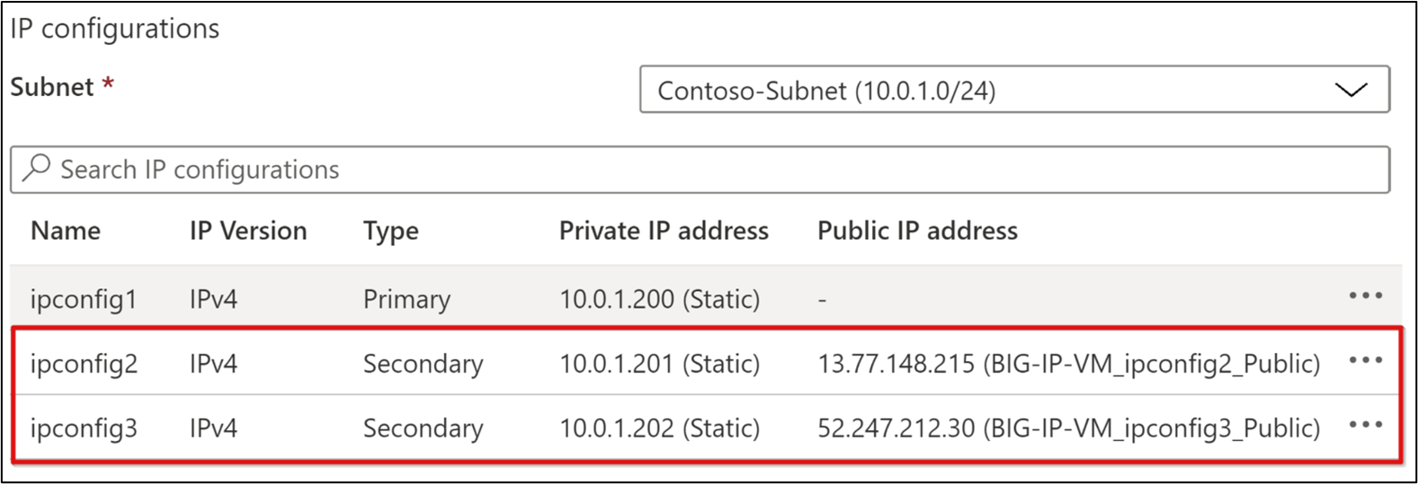 IP 配置的屏幕截图。