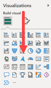 “可视化效果”窗格的屏幕截图，其中显示了选择 ArcGIS Maps for Power BI 选项的位置。