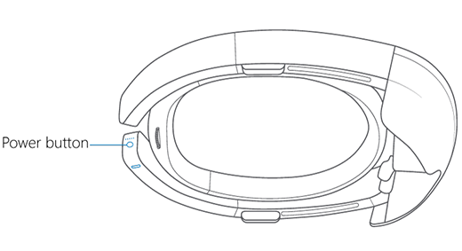 显示 HoloLens 电源按钮的图像。