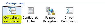 管理图标的屏幕截图。“集中式证书”图标突出显示。