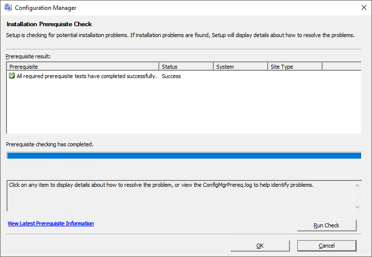 Configuration Manager安装先决条件检查工具。