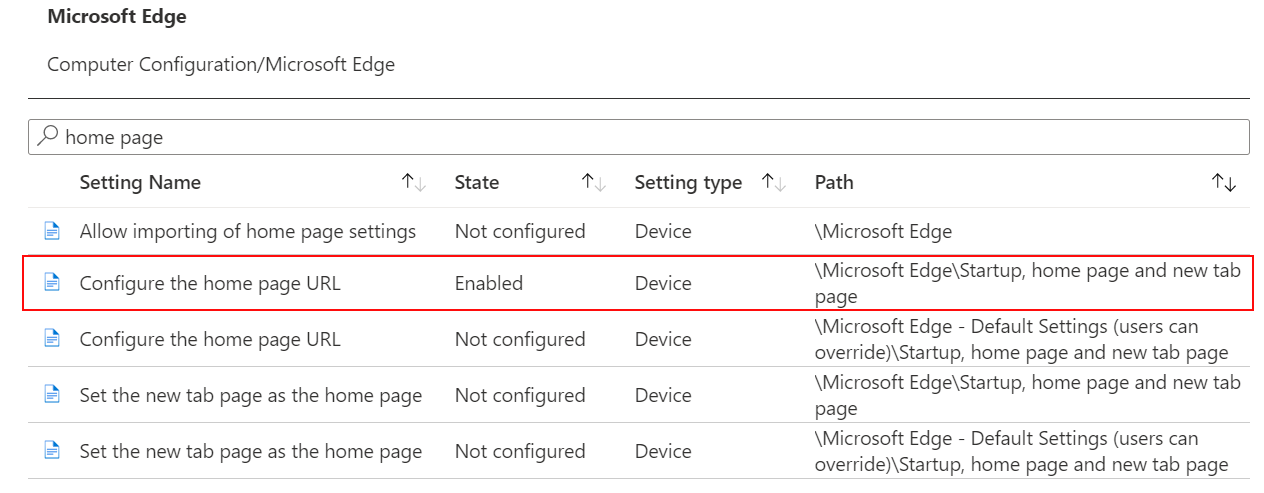 配置 ADMX 设置时，状态显示在 intune 和 Intune 管理中心Microsoft已启用的屏幕截图。