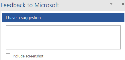 屏幕截图：用于输入反馈建议的文本字段Microsoft