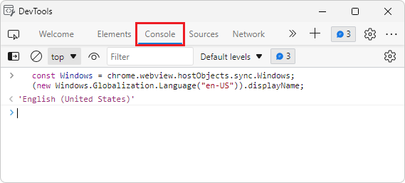 使用 DevTools 控制台测试从 Web 端代码调用本机代码