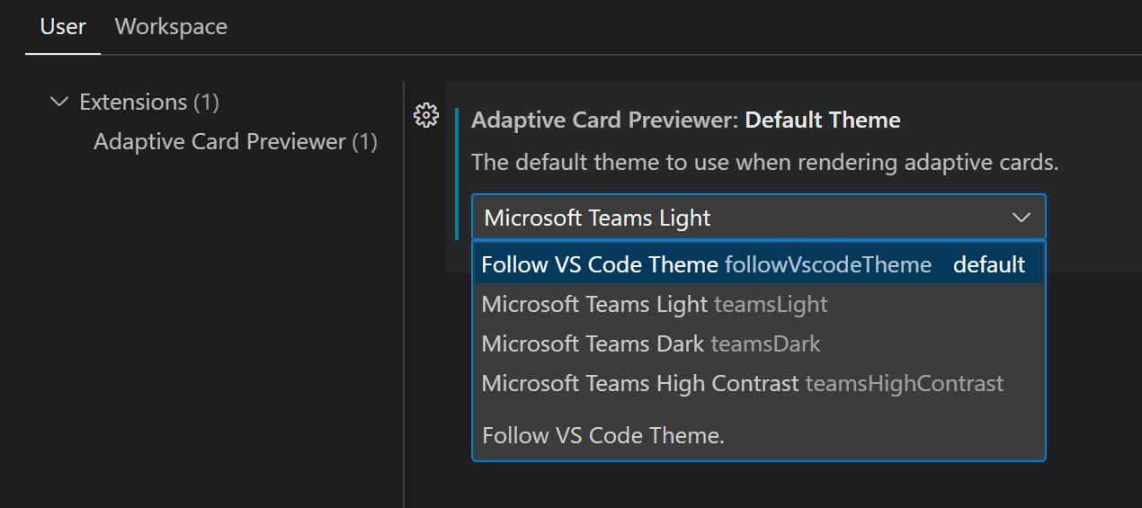 屏幕截图显示如何通过 Visual Studio Code 扩展设置配置默认主题。