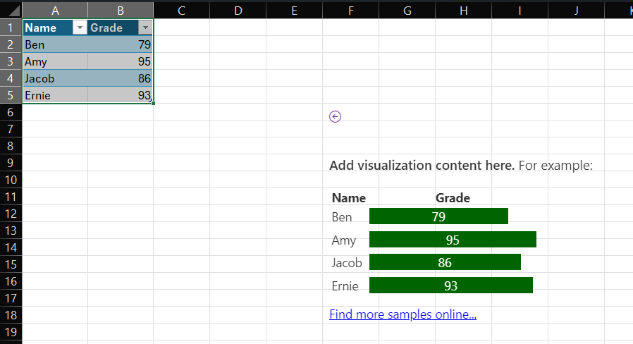 加载项内容可视化效果在 Excel 中打开。