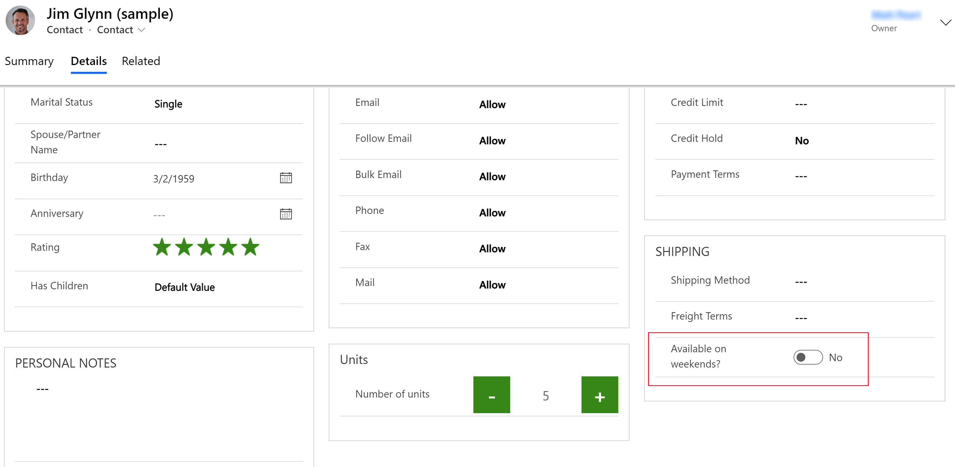 模型驱动应用中的 toggle 控件示例。