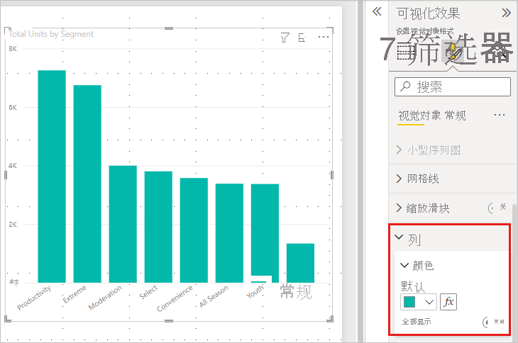 Screenshot showing Chart with Formatting pane open and Data colors expanded.