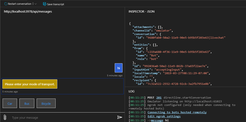 Emulator Message Activity