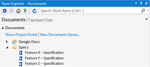 Team Explorer Documents Pane