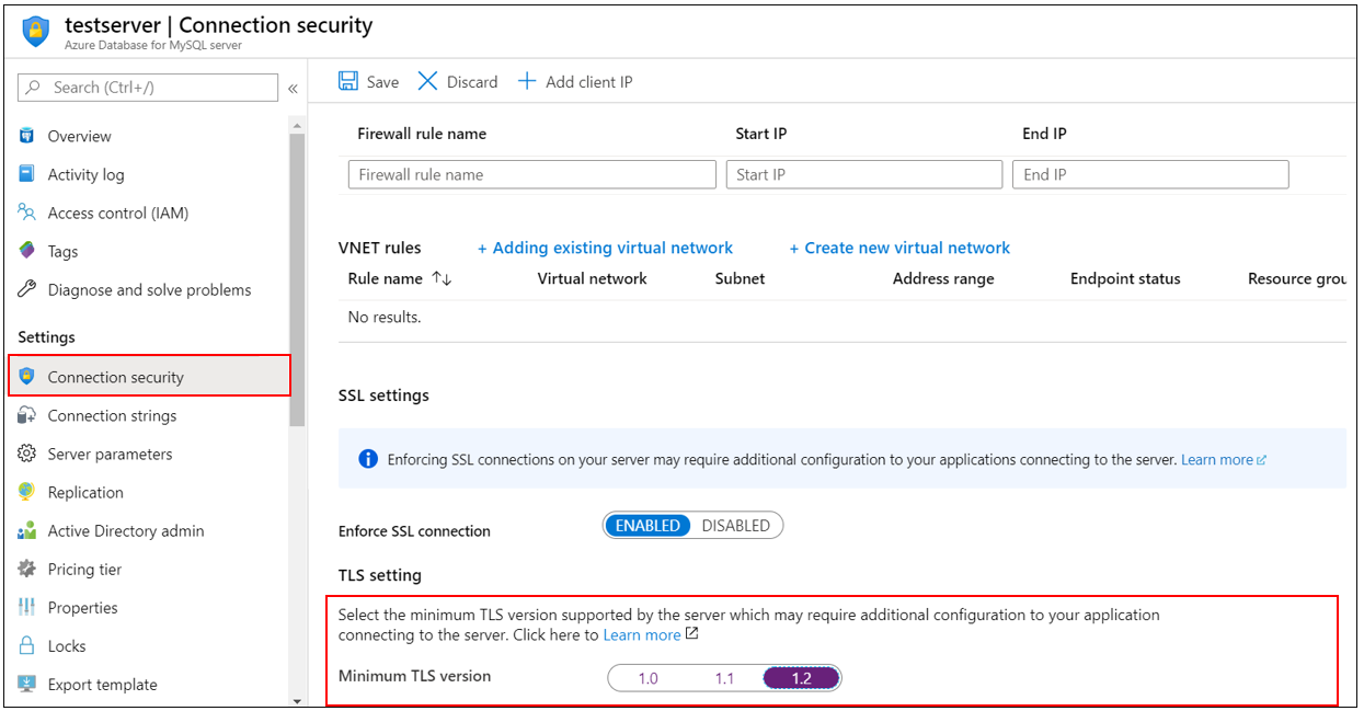 Azure Database for MySQL 的 TLS 配置