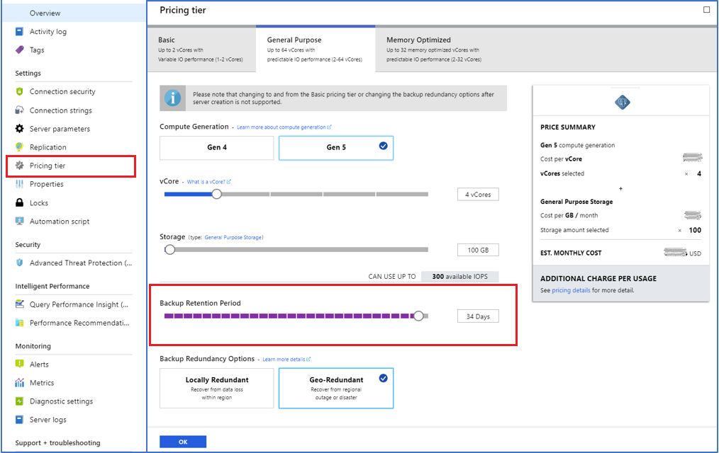 Backup retention period increased