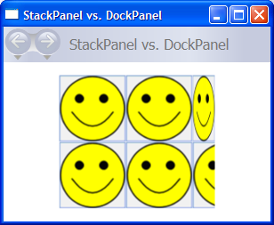 屏幕快照：StackPanel 与 DockPanel 对比屏幕快照