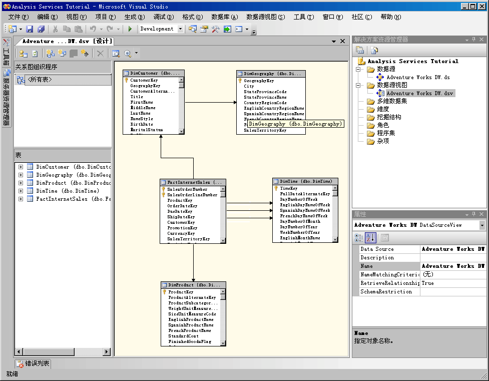 Adventure Works DW 数据源视图