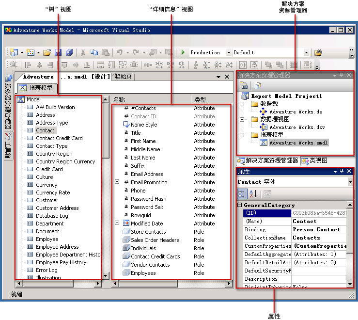 BI 窗口中的报表模型项目