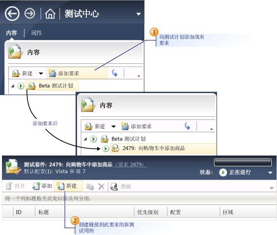 将要求和测试用例添加到测试计划中