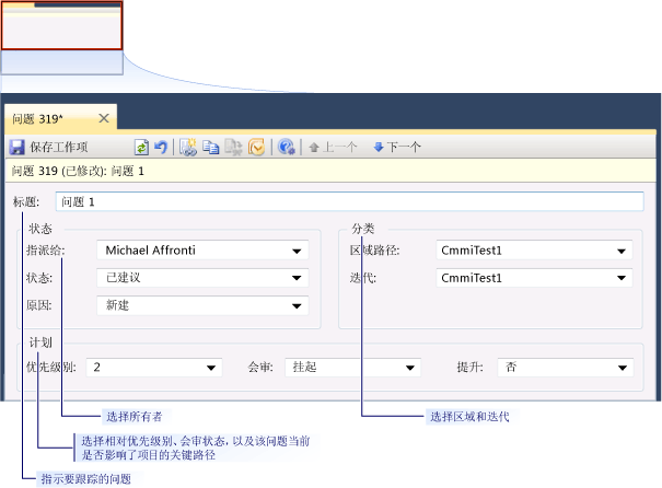 CMMI 问题工作项窗体