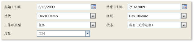 “剩余工作”报表的筛选器