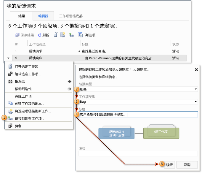 创建链接的 Bug 或产品积压工作项