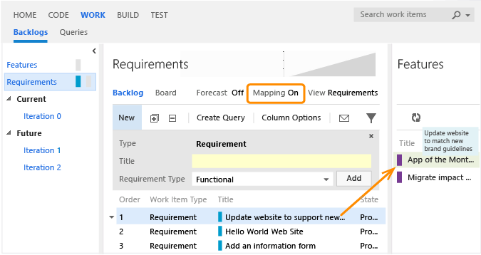 Map a requirement to a feature