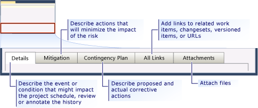 CMMI Risk work item form - tabs