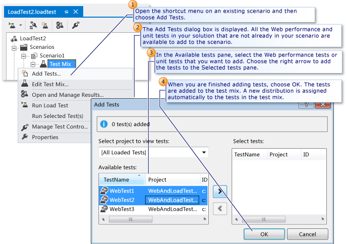 Adding a test to an existing load test