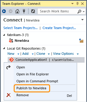 Publishing a local repository into TFS