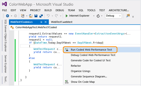 Run the coded web perfromance test