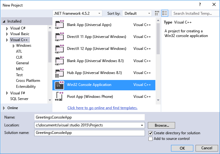 Win32 Console application template