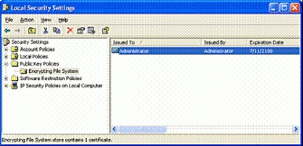 Figure 6: EFS Local Security Settings